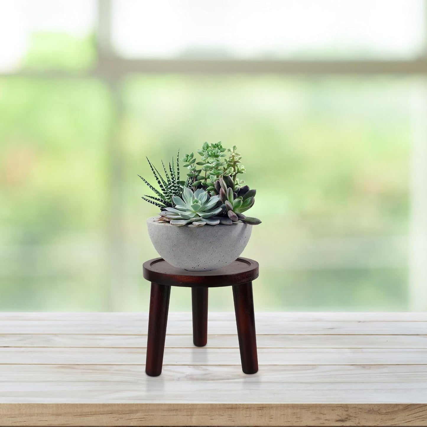PRETYZOOM Indoor Decorative Plant Stand Flowerpot Pedestal Wooden Bonsai Pot Holder Crimson Mid-size Indoor Planter Display for Living Room Bedroom