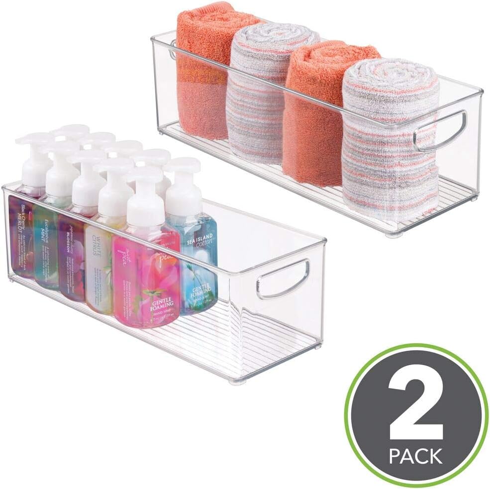 mDesign Plastic Toiletry Organizer for Bathroom - Storage Holder Bin w