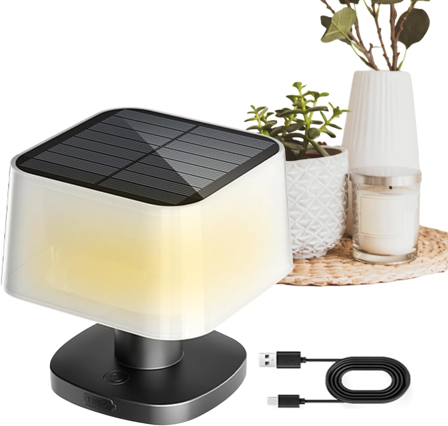 Rechargeable LED Desk Lamp, ABS Electronic Components Solar Cordless Telescopic Lantern with 3 Brightness Levels Design for Bedroom Lighting, Outdoor Camping, Desk Readin