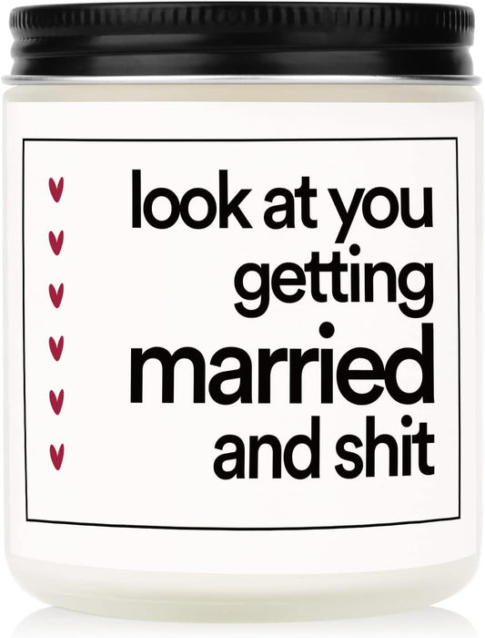 BaubleDazz Funny Wedding Gifts, Bachelorette & Bridal Shower Gift for Bride, 7oz Lavender Scented Soy Wax Candle, Bride to Be, Engagement Gifts for Couples