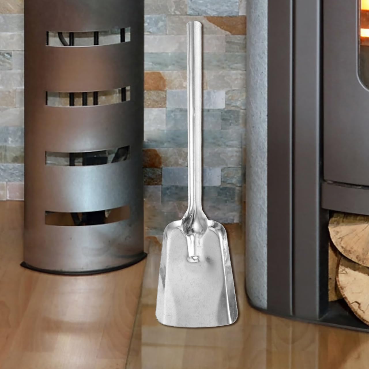 BESTOYARD Fireplace Shovel Long Handle Ash Shovel for Wood Stove Coal and Ash Cleanup Lightweight 15.74X3.74 Inch for Home Fire Pit and BBQ