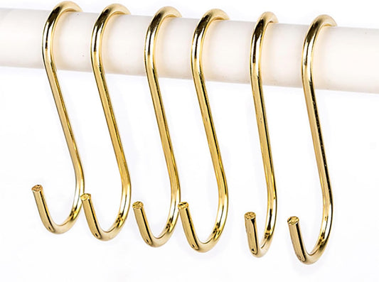10 Pack Gold S Hooks for Hanging, Stainless Steel S Shaped Hooks, Utility S Hooks for Bathroom, Kitchen, Garden, Cloakroom