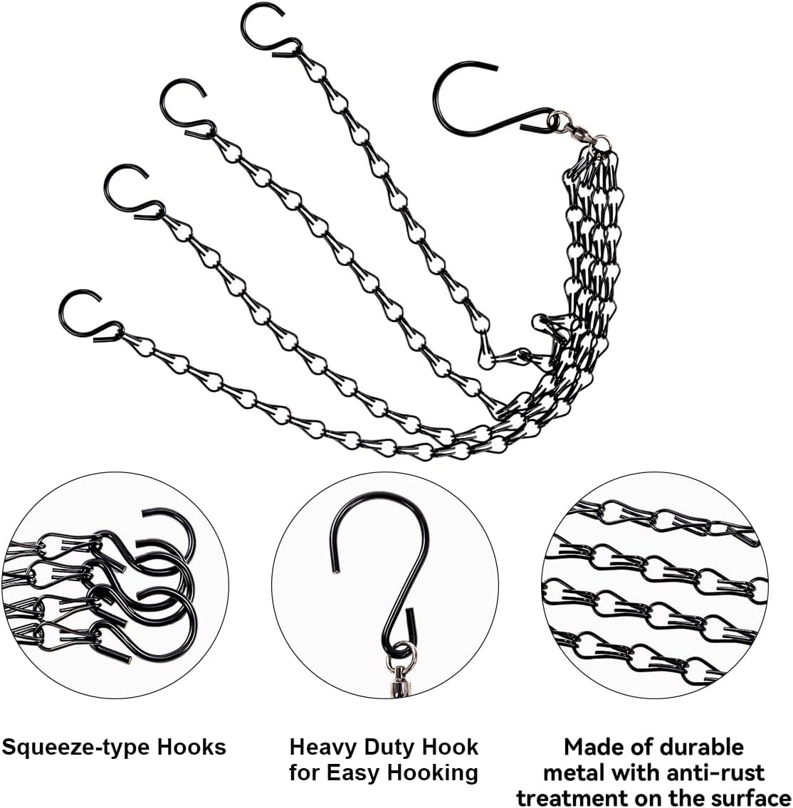 Heybe Update 360 Degree Swivel Hanging Basket Chains, 4 Point 20 Inche