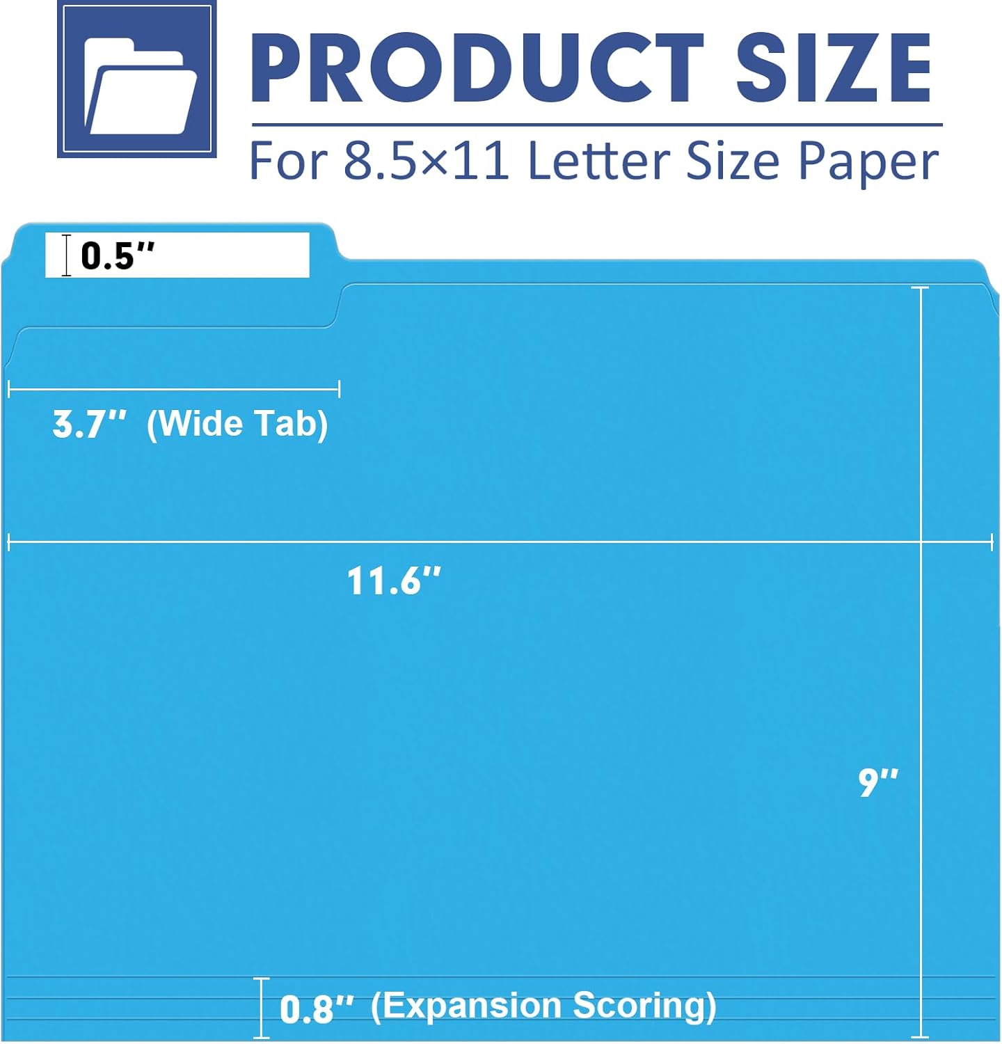 File Folder, PANDRI 120 Pack Colored File Folder, 1/3 Cut Tab, Letter 