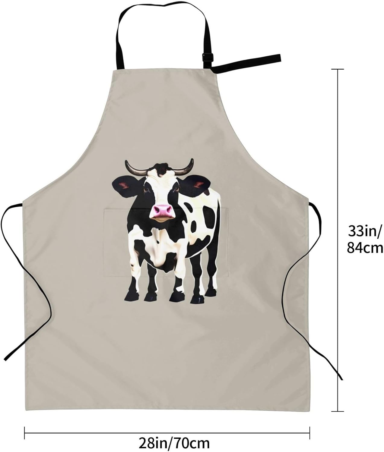 Cow black spot print Waterproof apron with pocket adjustable cooking apron for adult kitchen bibs to bake