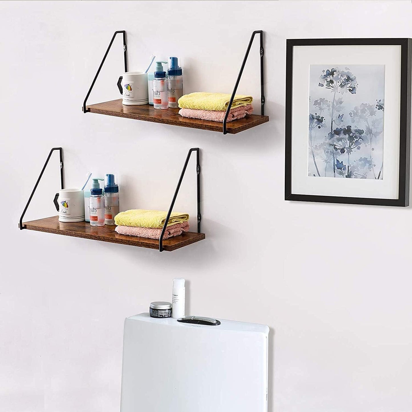 Floating partition Floating Shelves Wall Shelf Outdoor Shelving Unit for Wall Plant Stand Kitchen Spice Rack Storage Organiser Shelf for Bedroom Bathroom Living Room Shelf (2 1 Tier)