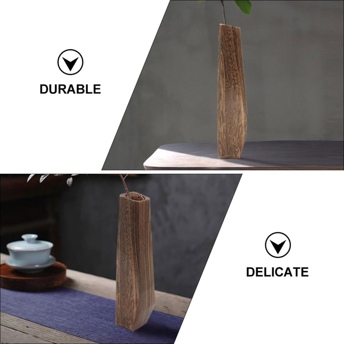 BESTOYARD Wooden Vase for Hydroponic Plants 7x6x29.5cm Leakproof Paulownia Wood Flower Pot Creative Desktop Decoration Home and Office Tabletop Planter