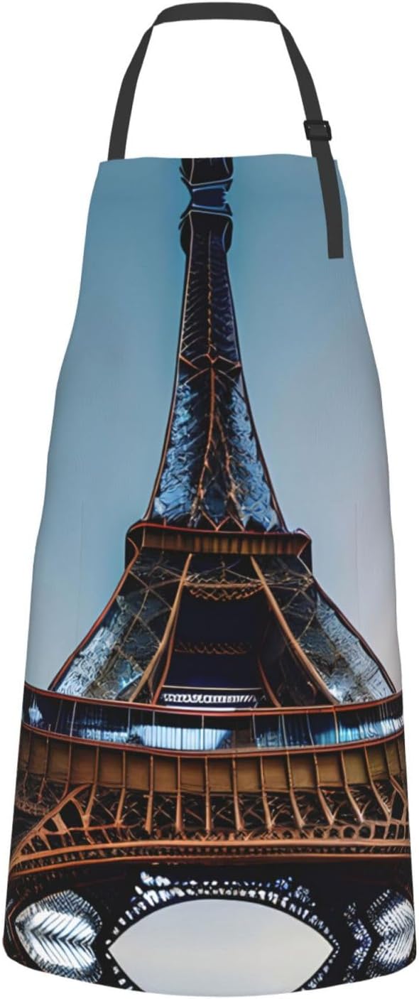 Paris Eiffel Tower Print Laundry apron 28x33 In Waterproof Kitchen Apron with Pockets for Cooking Baking