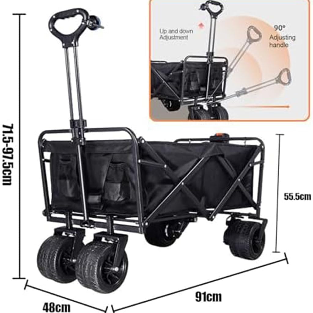 Electric Camping Cart Power-Assisted Folding Wagon with 200L/150KG Large Capacity Portable Garden Trolley for Outdoor Activities Beach Picnics & Festivals