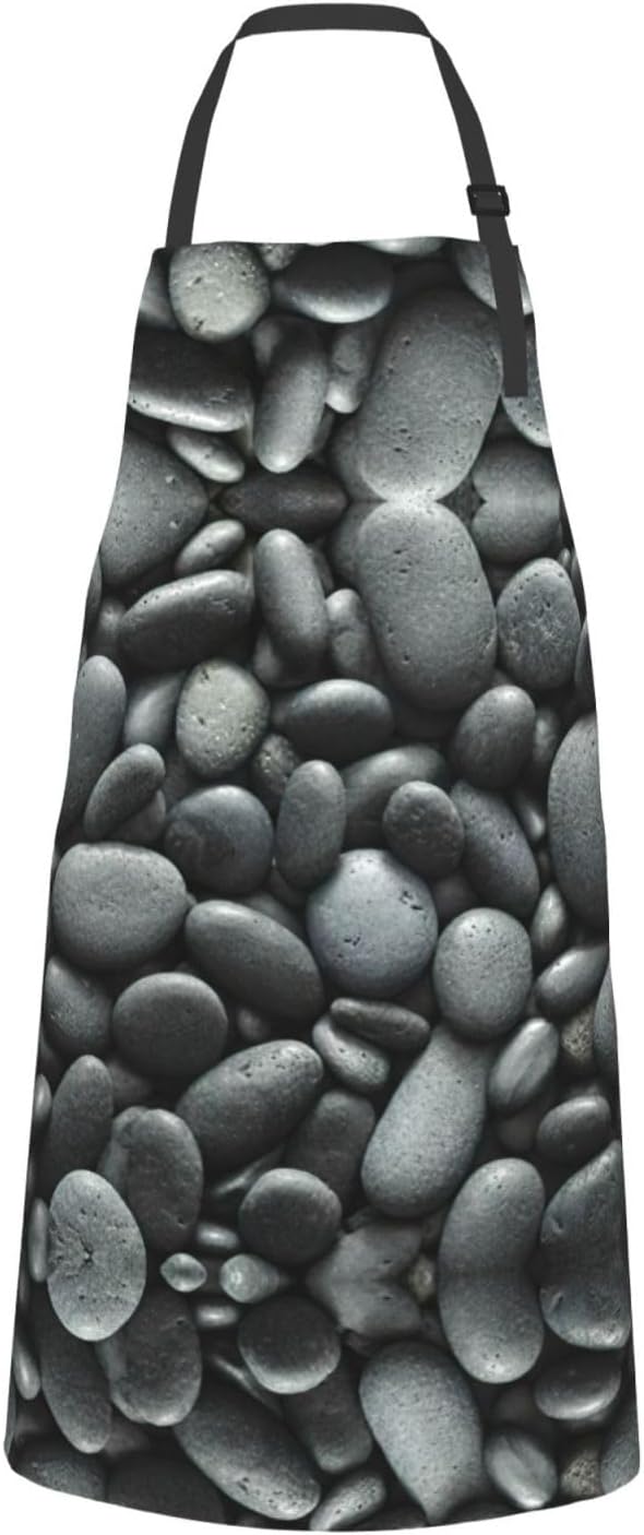 Many Black Pebbles Print Laundry apron 28x33 In Waterproof Kitchen Apr