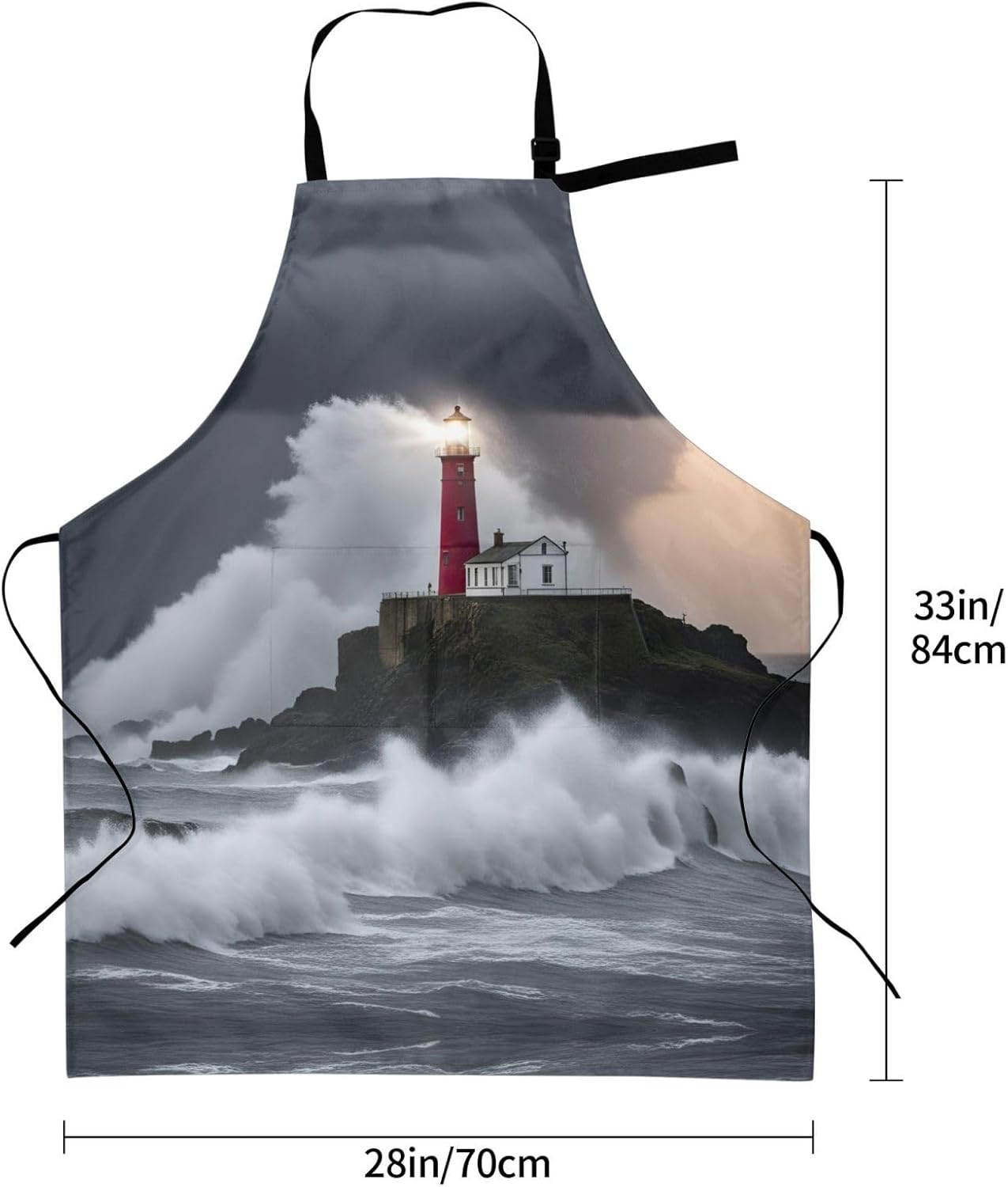 Lighthouse In Storm print Waterproof chef's apron with pocket apron fo