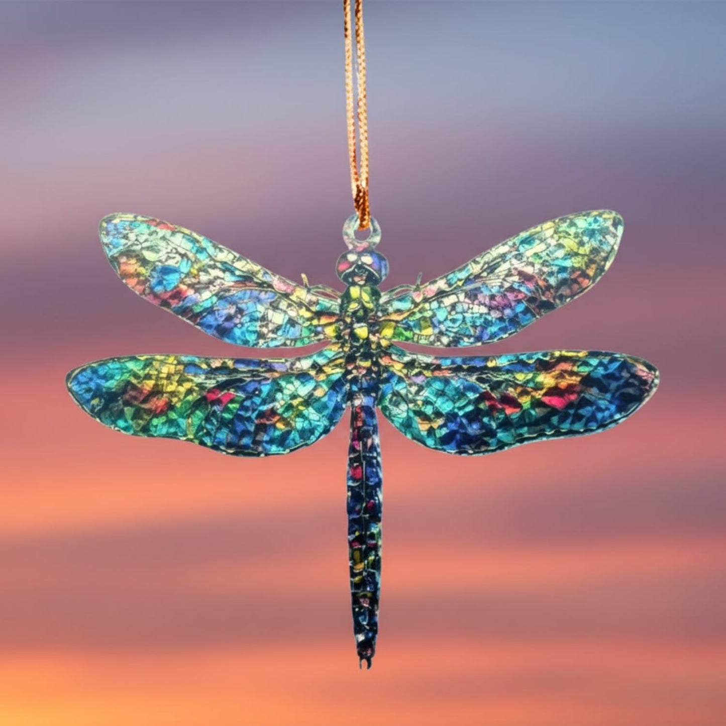 Dragonfly Suncatcher Ornament Acrylic, Faux Stained Glass Window Hanging Decoration, Decorative Hanging Ornaments, Dragonfly Gifts for Women, Dragonfly Decor, Garden Wind Chimes Decor
