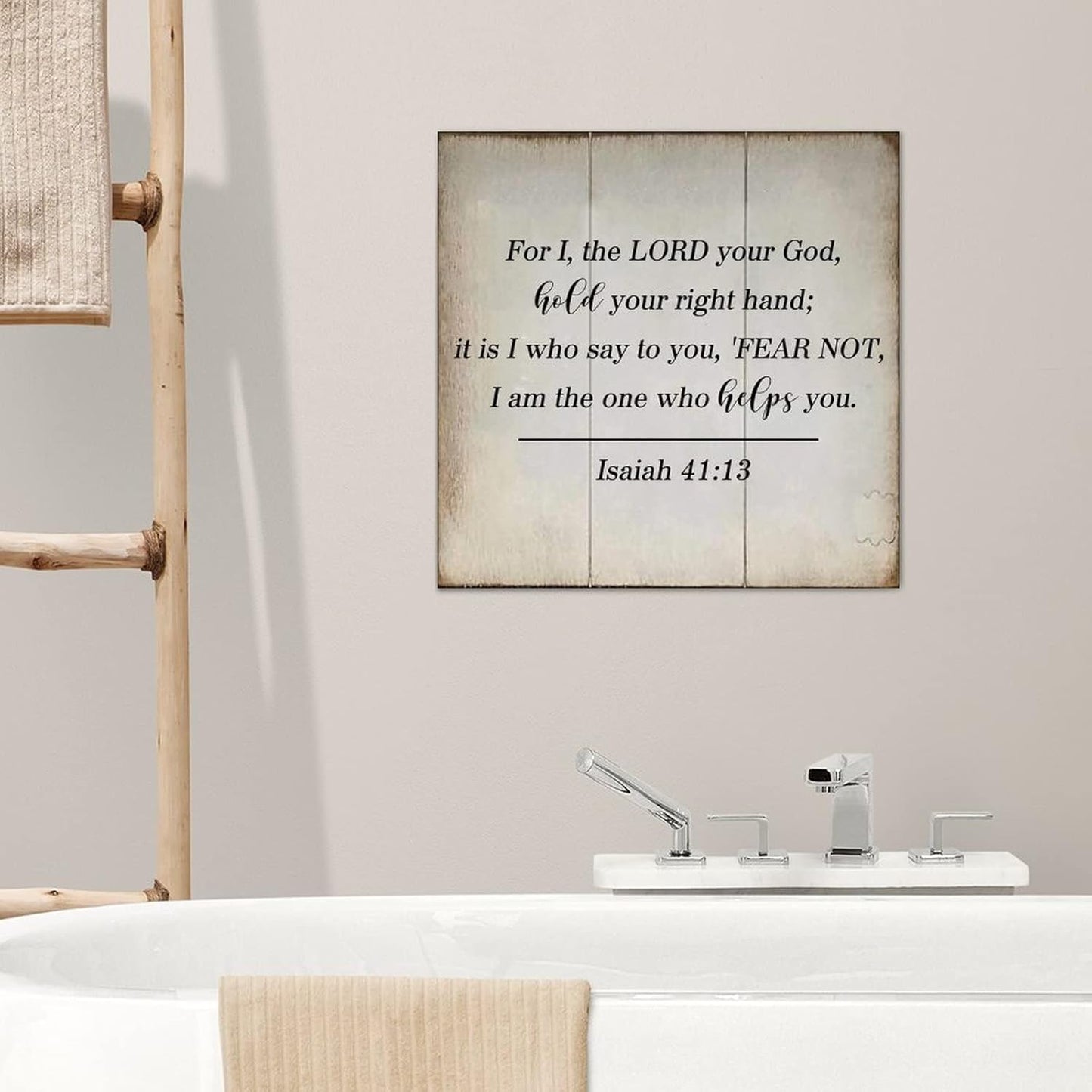 LITTLEGROVE SEEDS Vintage Bible Verse Wood Sign For I the LORD Your God Isaiah 41:13 Sign Rustic Wall Hanger Farmhouse Wall Art for Home Man Cave Gate Garden Bars Cafes 12x12in