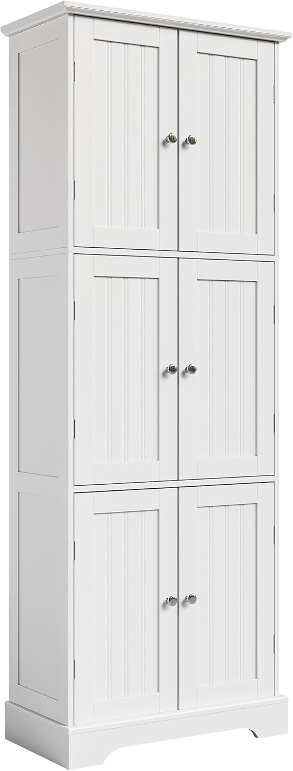 ChooChoo Tall Bathroom Storage Cabinet with 6 Doors, Freestanding Floo