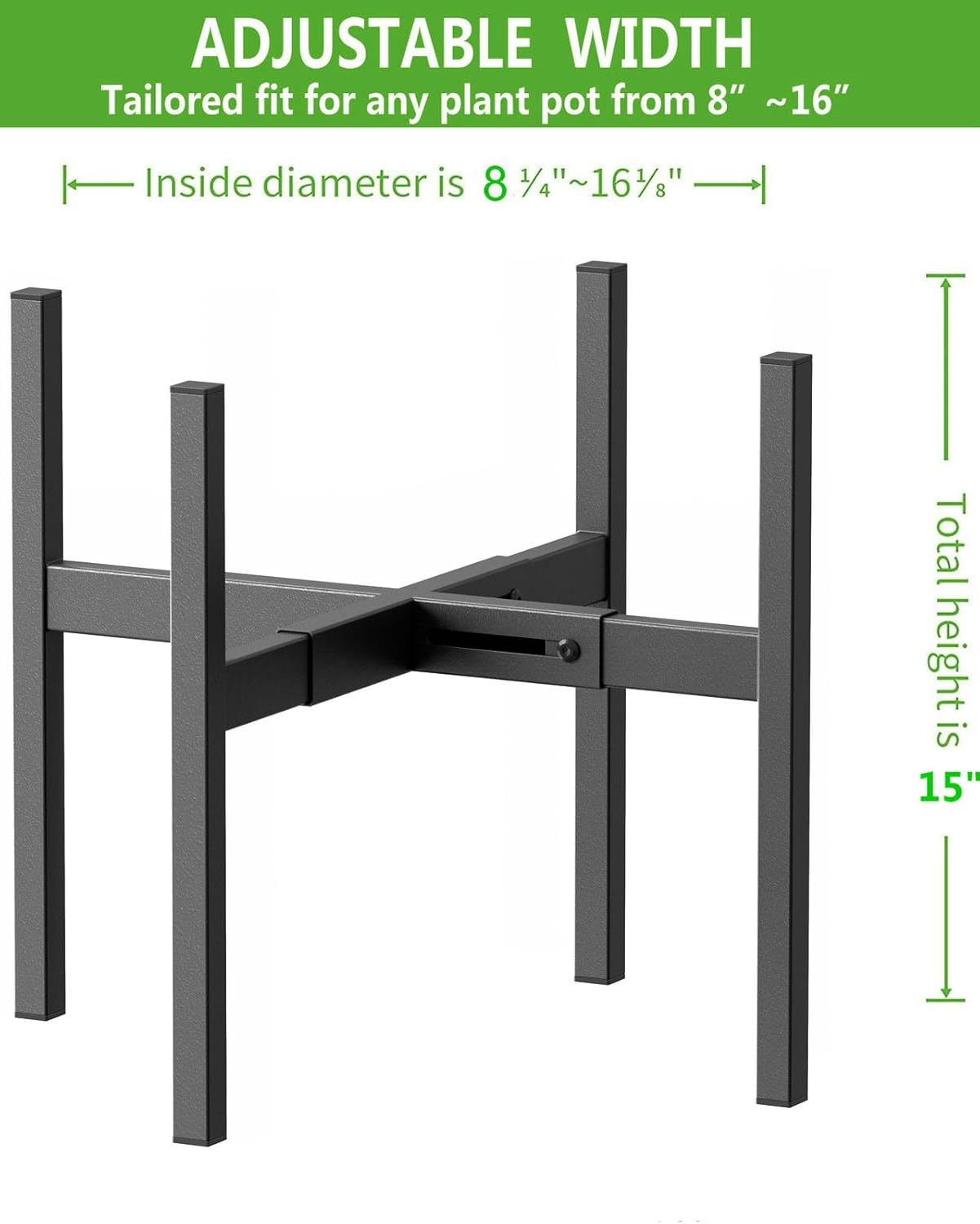 Metal Plant Stand, Adjustable Size Fits 10 12 13 14 15 16 Inches Large