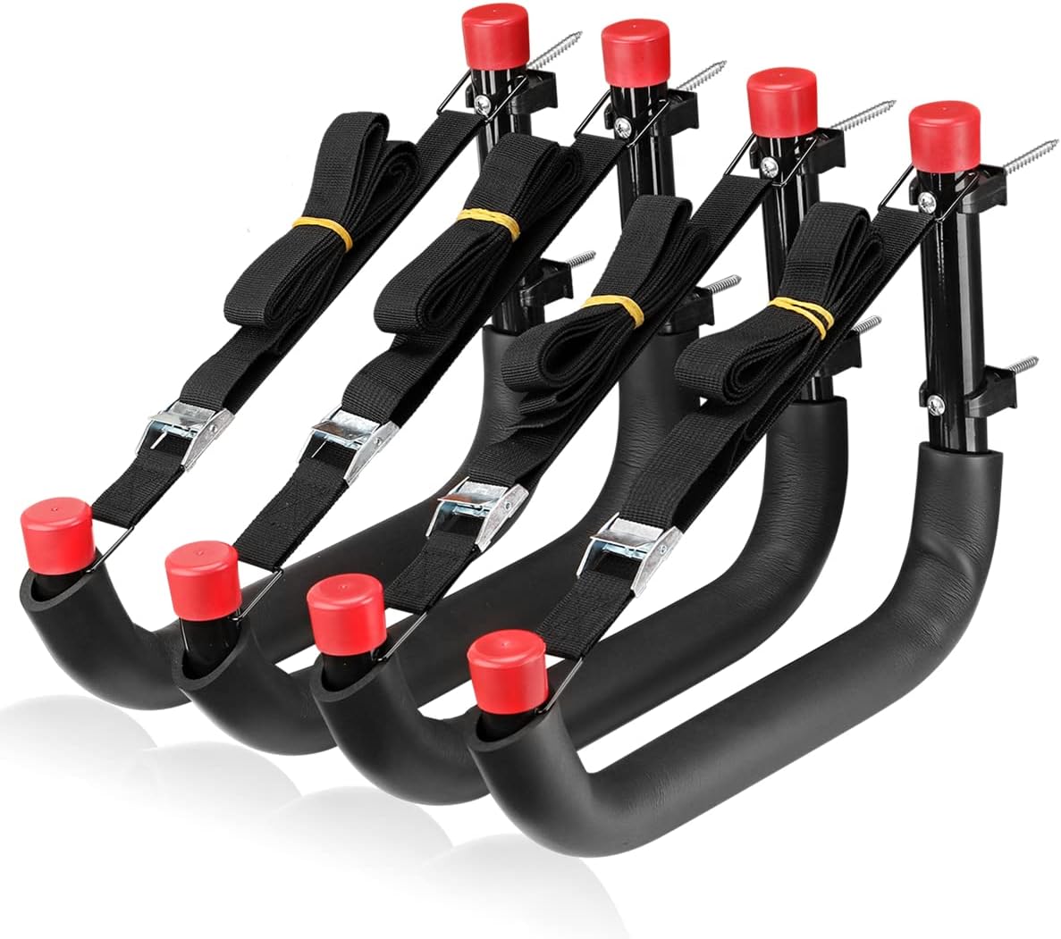 Heavy Duty Garage Storage Hooks, 13 Inch Arm Large Wall Mount Hanger with EVA Protector, Naikozmo Garage Racks & Organizer for Ladders, Folding Chairs, Kayak, Surfboard, Garden Tool Black + Red