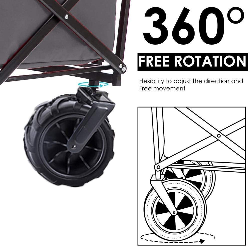 Garden Roly Foldable Cart High Durability Holiday Trolley Pull Truck Transporter with Brake Wheels Foldable 90kg/198lb Capacity Shopping Cart (E: Green) (F: Red) (C: Gray)