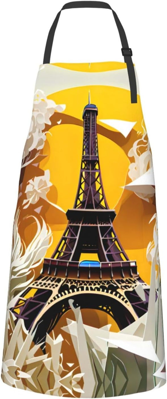Paris Eiffel Tower print Waterproof chef's apron with pocket apron for