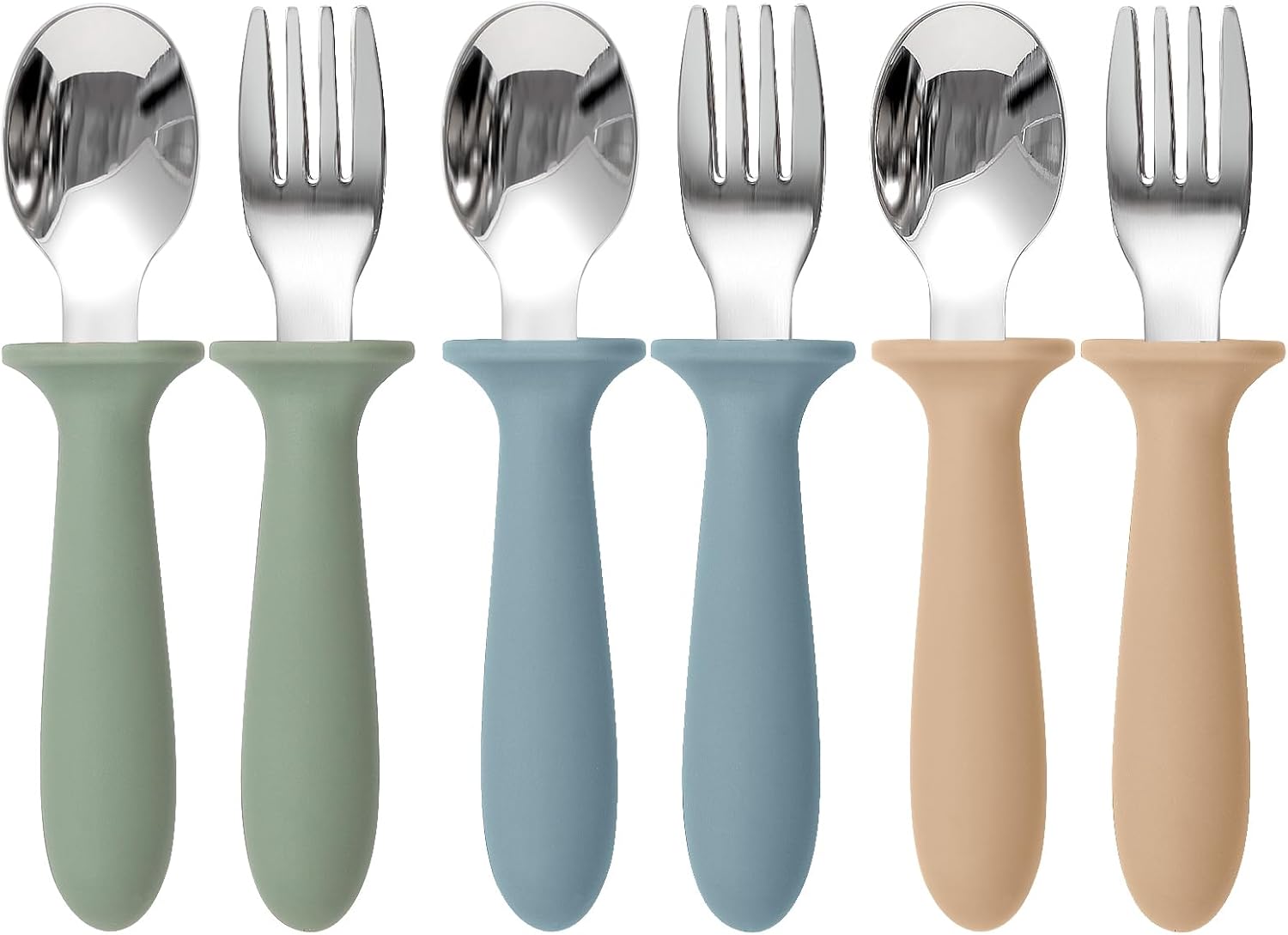 Toddler Utensils, 6 Pack kids Silverware Set with Silicone Handle, 18/
