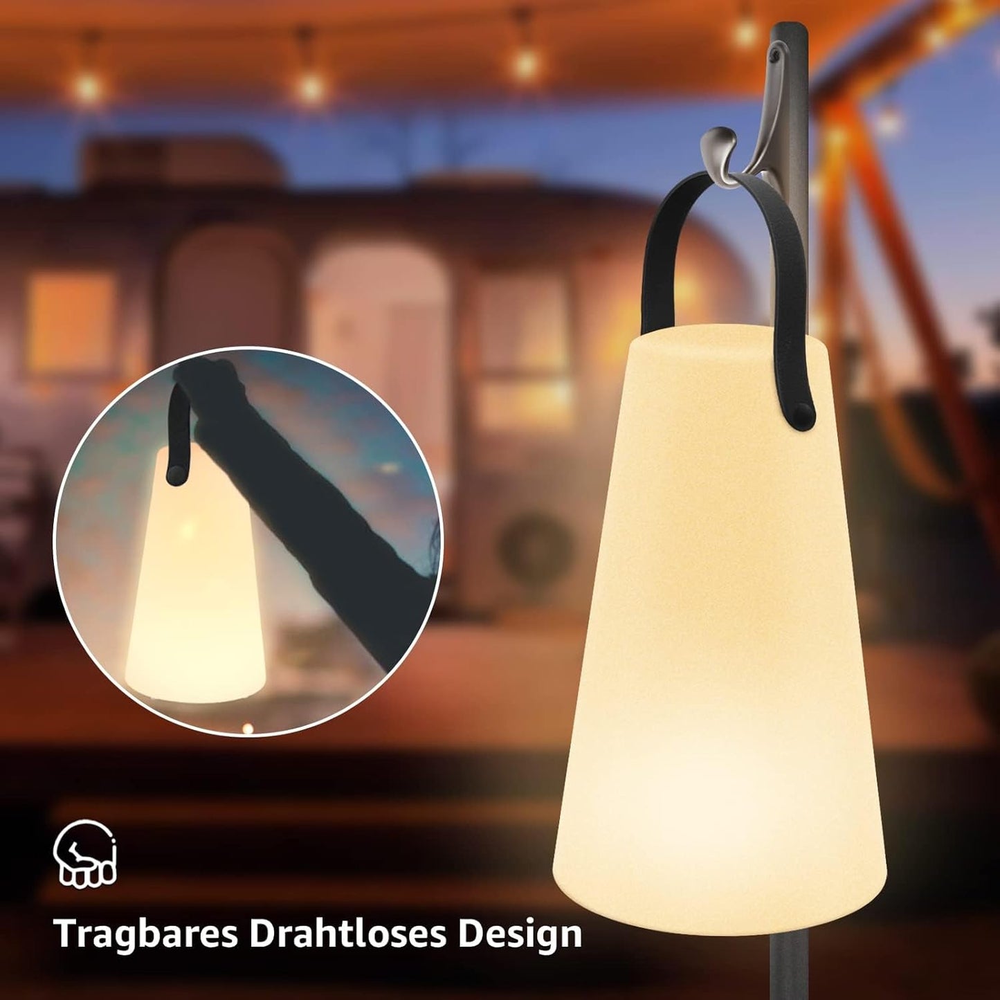 Outdoor Lanterns, GGII Rechargeable Camping Lantern with IP44 Waterproof, Battery Operated Outdoor Portable Cordless Table Lamp with RGB Lights for Patio Balcony Garden (TPU Handle)