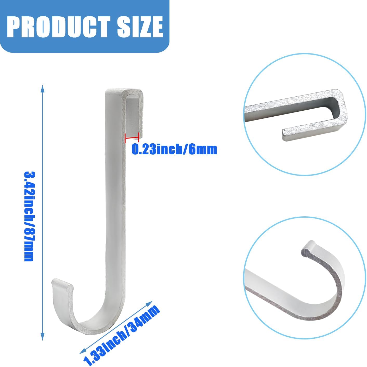 J Hook for Wire Shelving, 20pcs Aluminum Grid Hooks Heavy Duty S Hooks