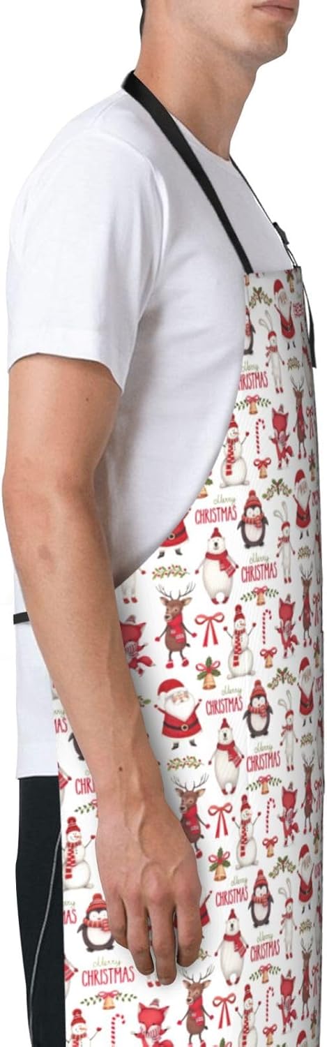 Christmas Santa Claus print Waterproof apron with pocket adjustable cooking apron for adult kitchen bibs to bake