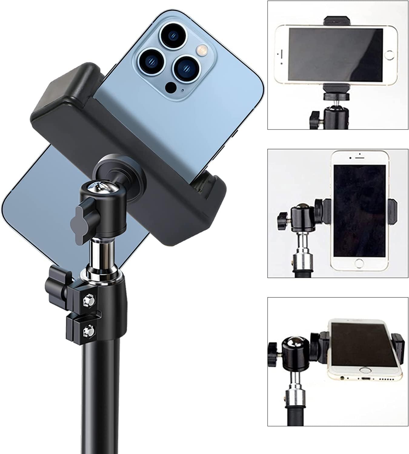PRAQECZ Universal Cell Phone Tripod Mount Adapter, Phone Holder Clip Connector Head Used for Monopod Selfie Stick Travel Mini Flexible Tripod and More