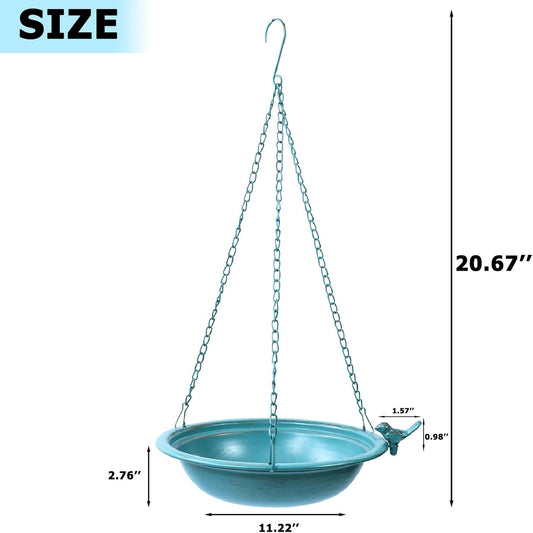 1pcs Hanging Bird Baths for Outdoors, Metal Hanging Bird Feeder, Garden, Yard, Patio Decor (1, Blue)