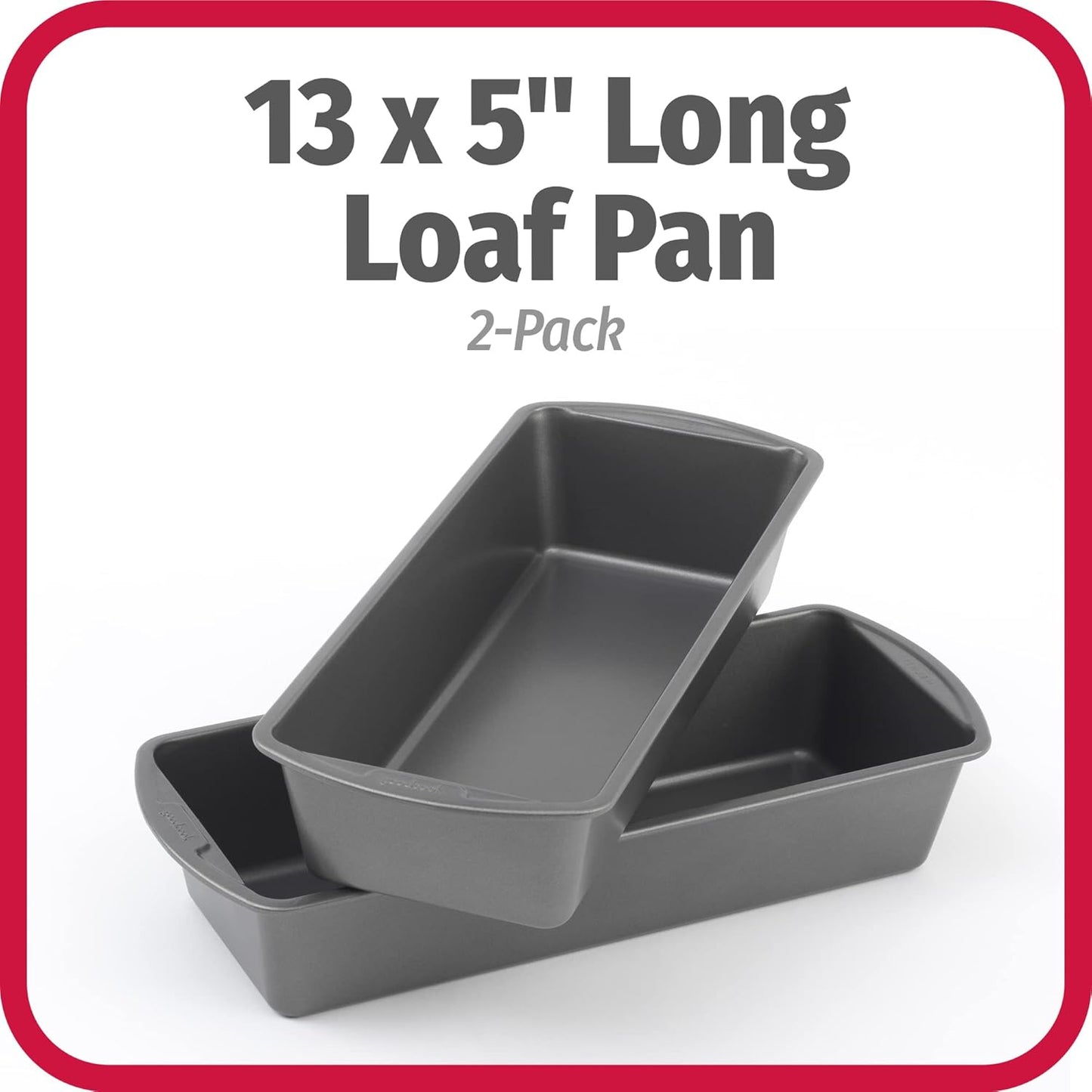 GoodCook Set of 2 Extra Large 13" x 5" Nonstick Steel Bread Loaf Pans,