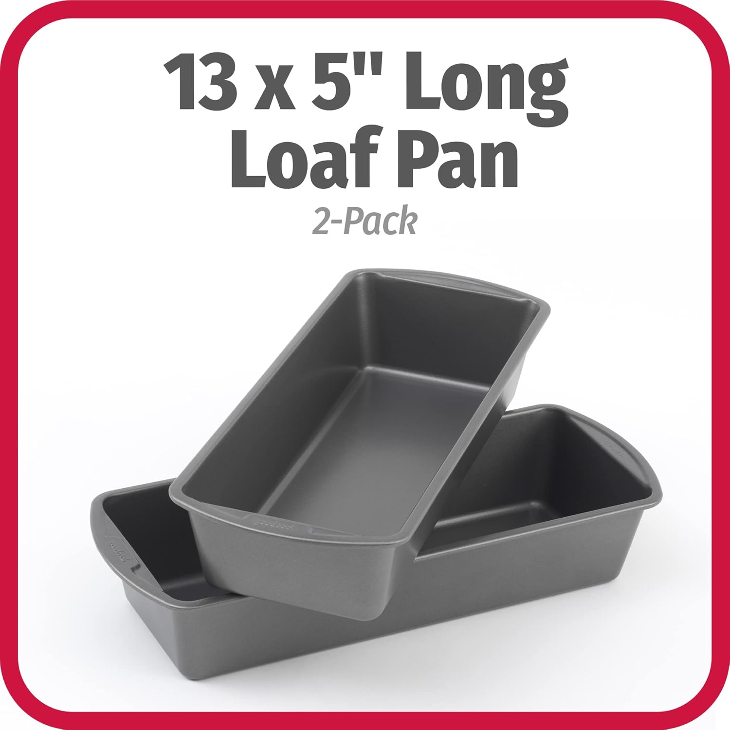 GoodCook Set of 2 Extra Large 13" x 5" Nonstick Steel Bread Loaf Pans,