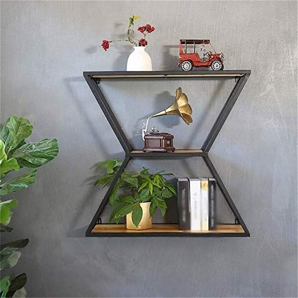 VIDI Wrought Iron Wall Mount，3 Layers Flower Stand Plant Frame Black Metal Display Shelf, Mounted Size 60cm