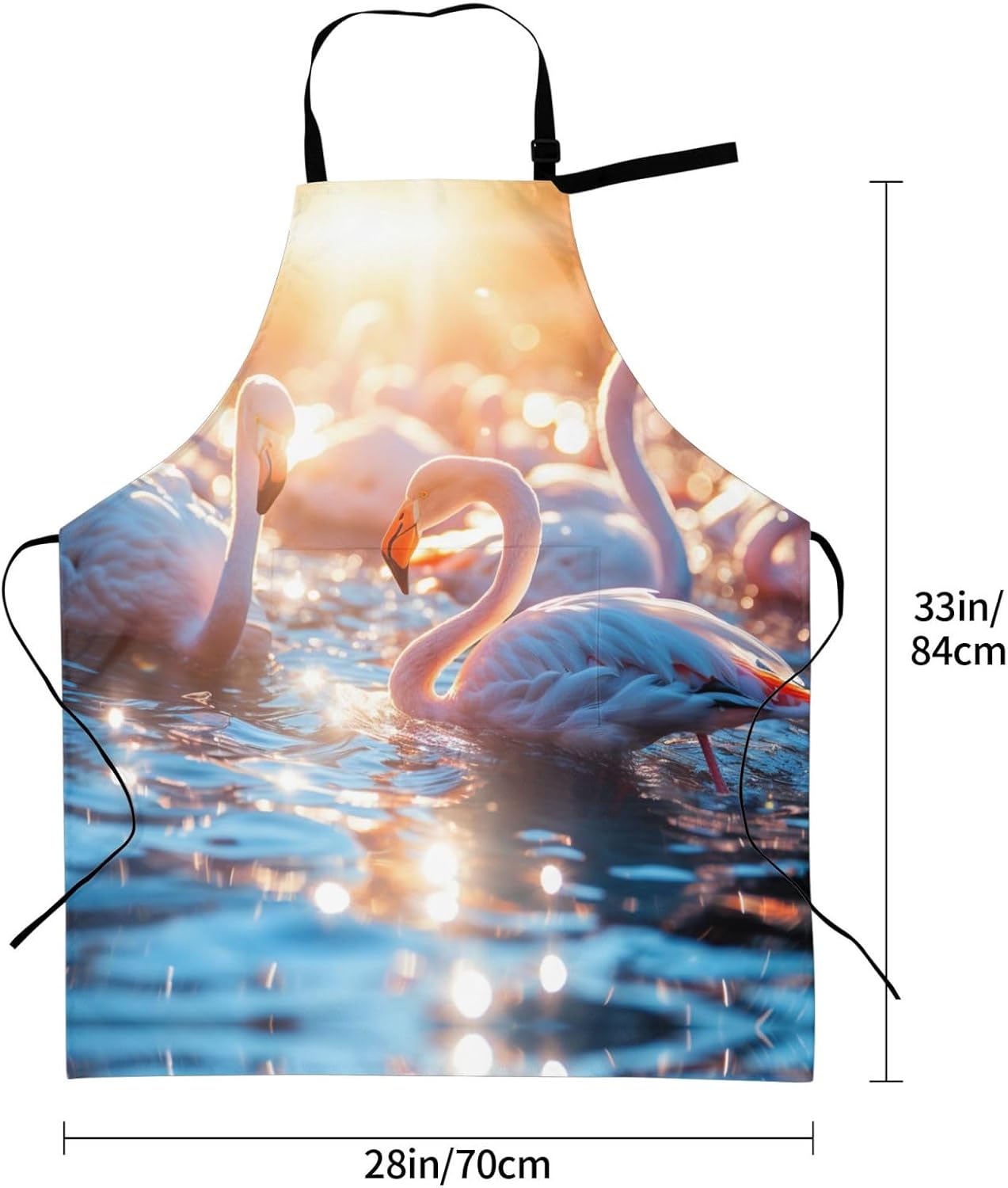 Flamingos Partying print Waterproof apron with pocket adjustable cooking apron for adult kitchen bibs to bake