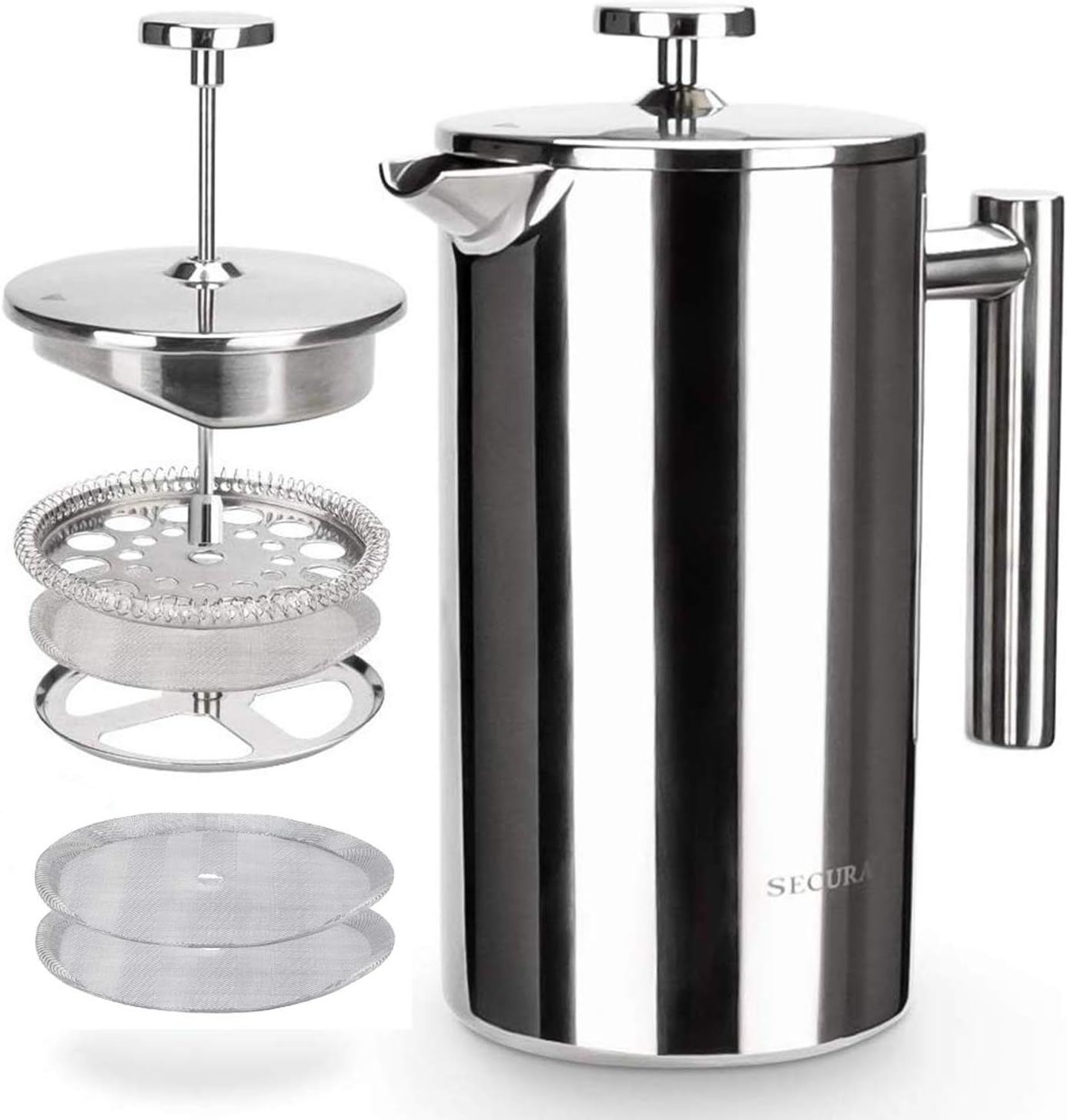 Secura French Press Coffee Maker, 304 Grade Stainless Steel Insulated 