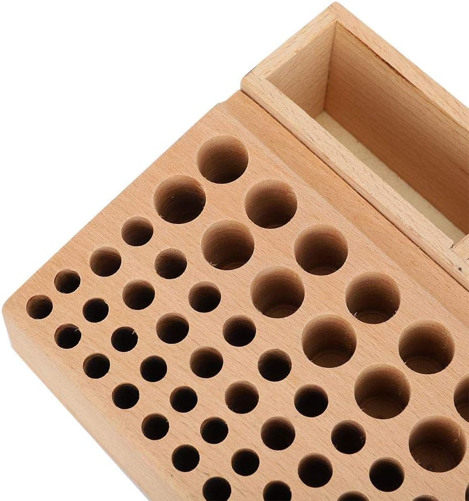 GLOGLOW Leather Tool Holder, 98 Holes Wooden Leather Tools Storage Box