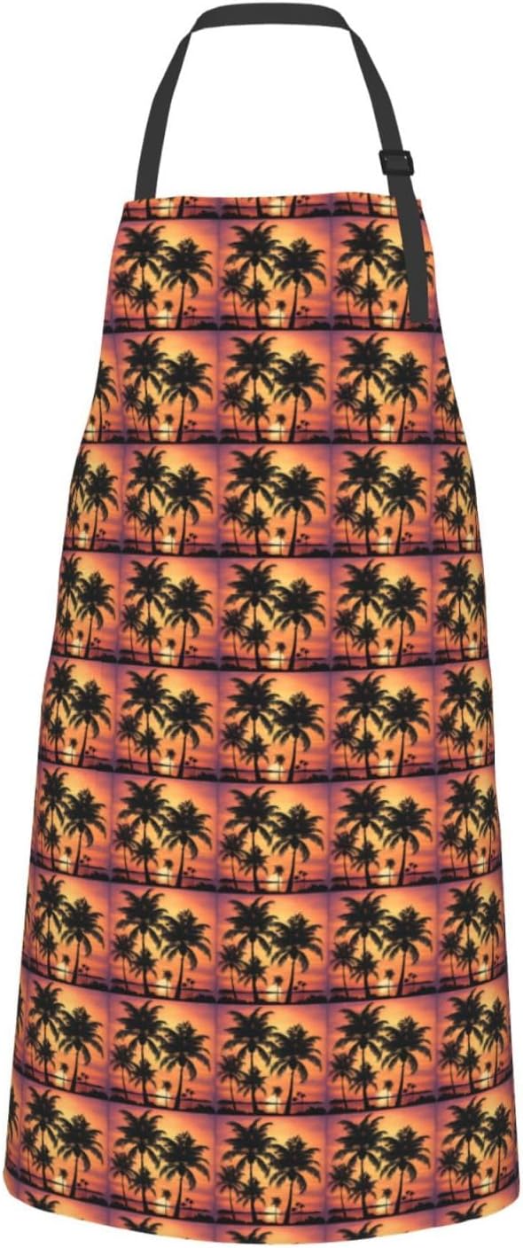 YANYU Palm Tree Print 28x33 In Kitchen Apron Stylish Chef Apron with P