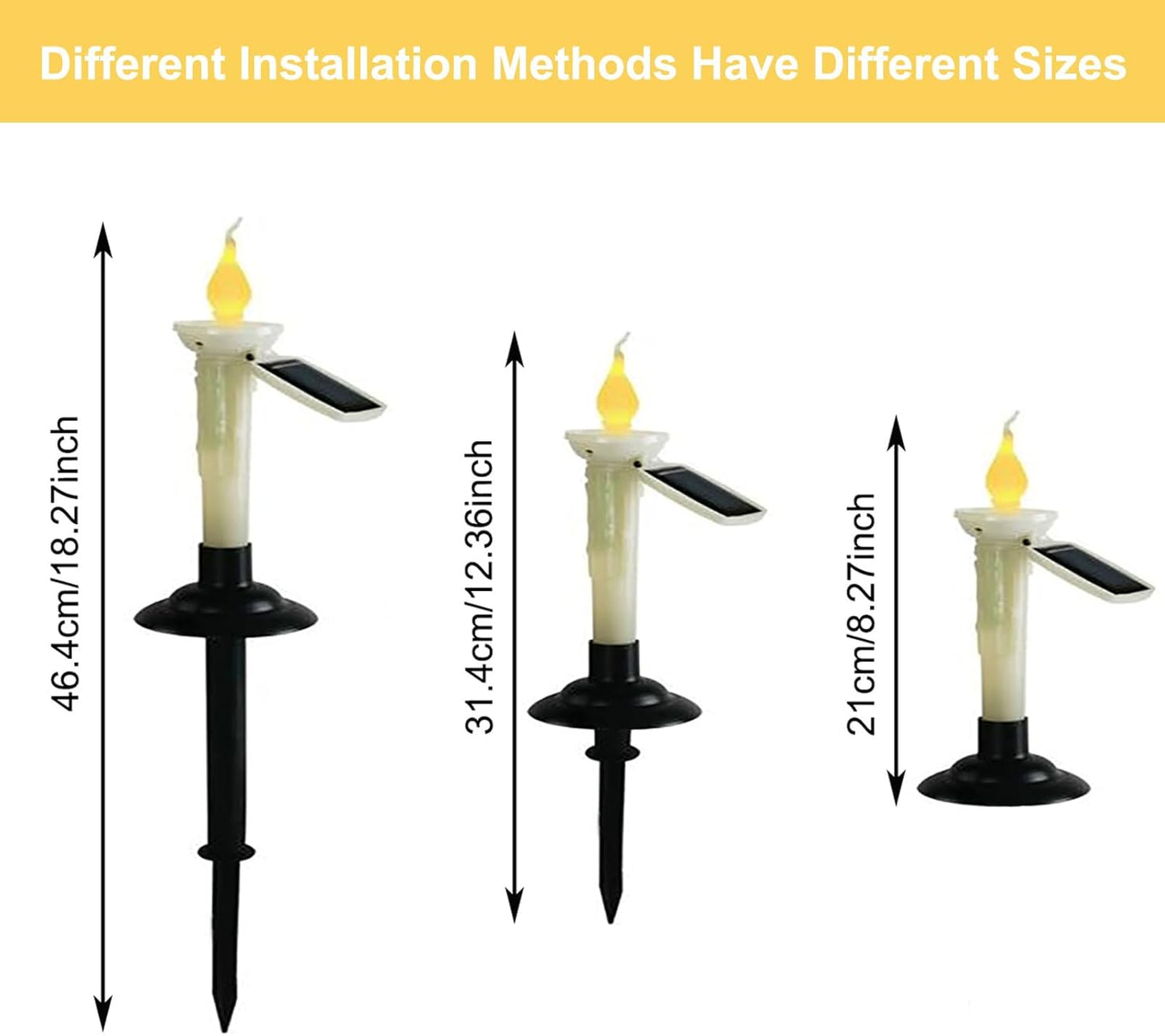4Pcs Solar Taper Candles with Holders, Waterproof LED Candles Light Rechargeable Tapered Candlesticks with Dusk to Dawn Light Sensor for Outdoor Garden Patio Decor