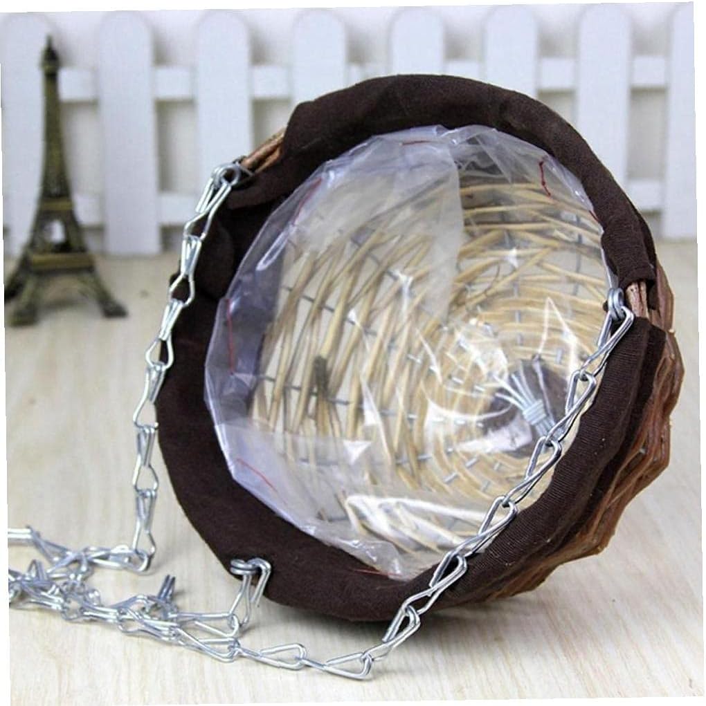 1pc Natural Wicker Hanging Basket, Wall Hanging Rattan Flower Pot Planter Vase for Indoor Outdoor Garden