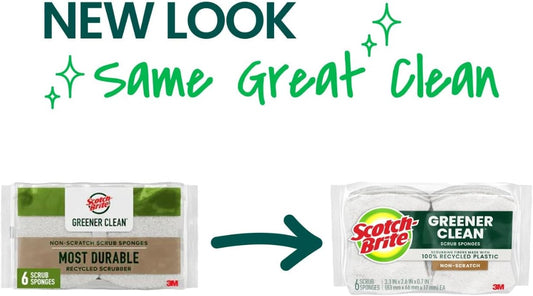 Scotch-Brite® Greener Clean™ Non-Scratch Scrub Sponge, 6 Pack, 6 Units per Case