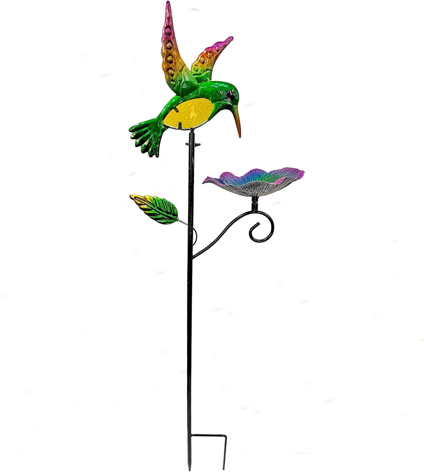 Outdoor Metal Bird Feeding Stake, Hummingbird Bath And Bird Feeding Platform for Garden Yard Backyard Decoration, Featuring a Bright Colorful Tray to Attract Wild Birds (Hummingbird feeder stake)