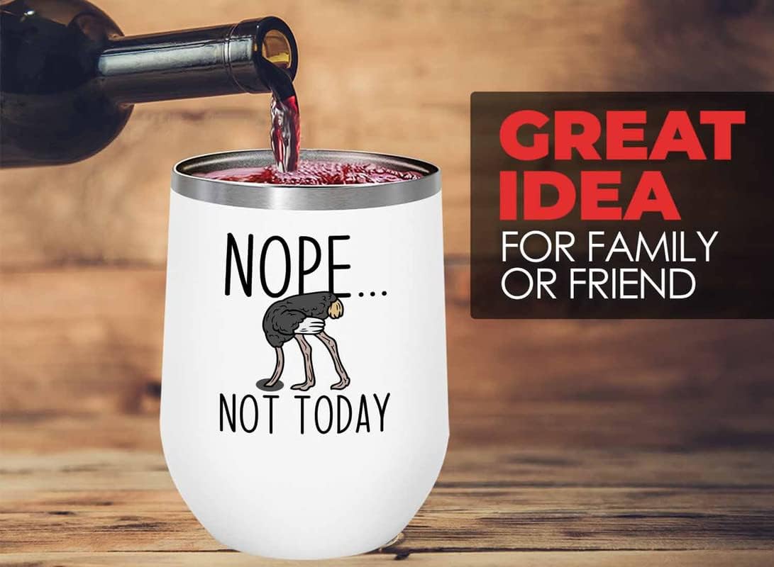 Bird Lover White Edition Wine Tumbler 12oz - Nope not Today - Hummingb