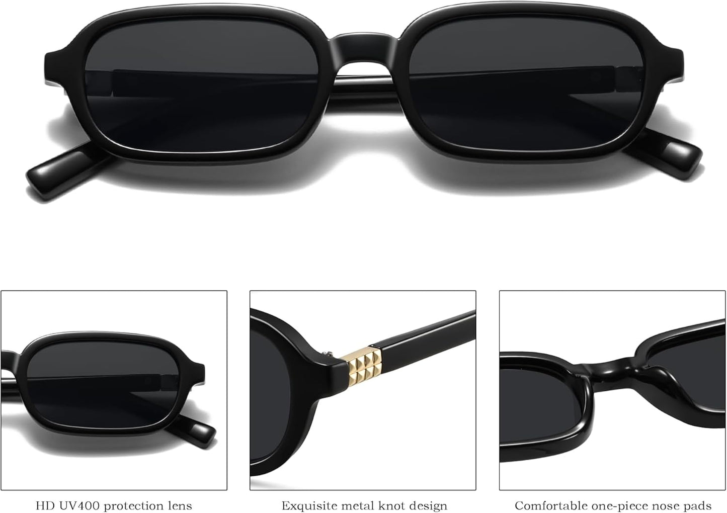 Retro Rectangle Sunglasses for Women Men Trendy Vintage Small Square S