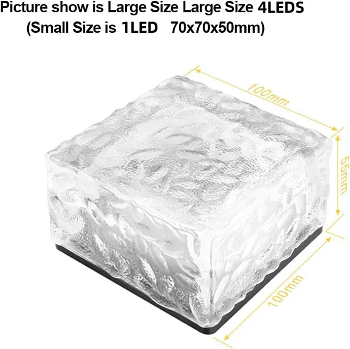 New Lawn Solar Garden Lights LED Brick Ice Block Night Lamps Outdoor Decorative Light for Stairs Passage Driveway Landscape Yard(75mmx75mx55mm)