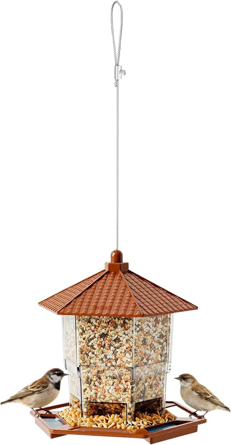 Bird Feeder Hangable, Refillable Water Bowl, Squirrel Proof Window, Du