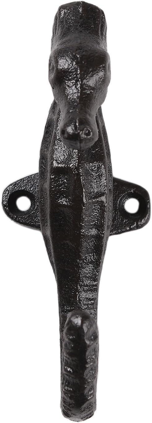 BRASSTAR Cast Iron Seahorse Shape Wall Hooks Coat Rack Hangers Rustic 