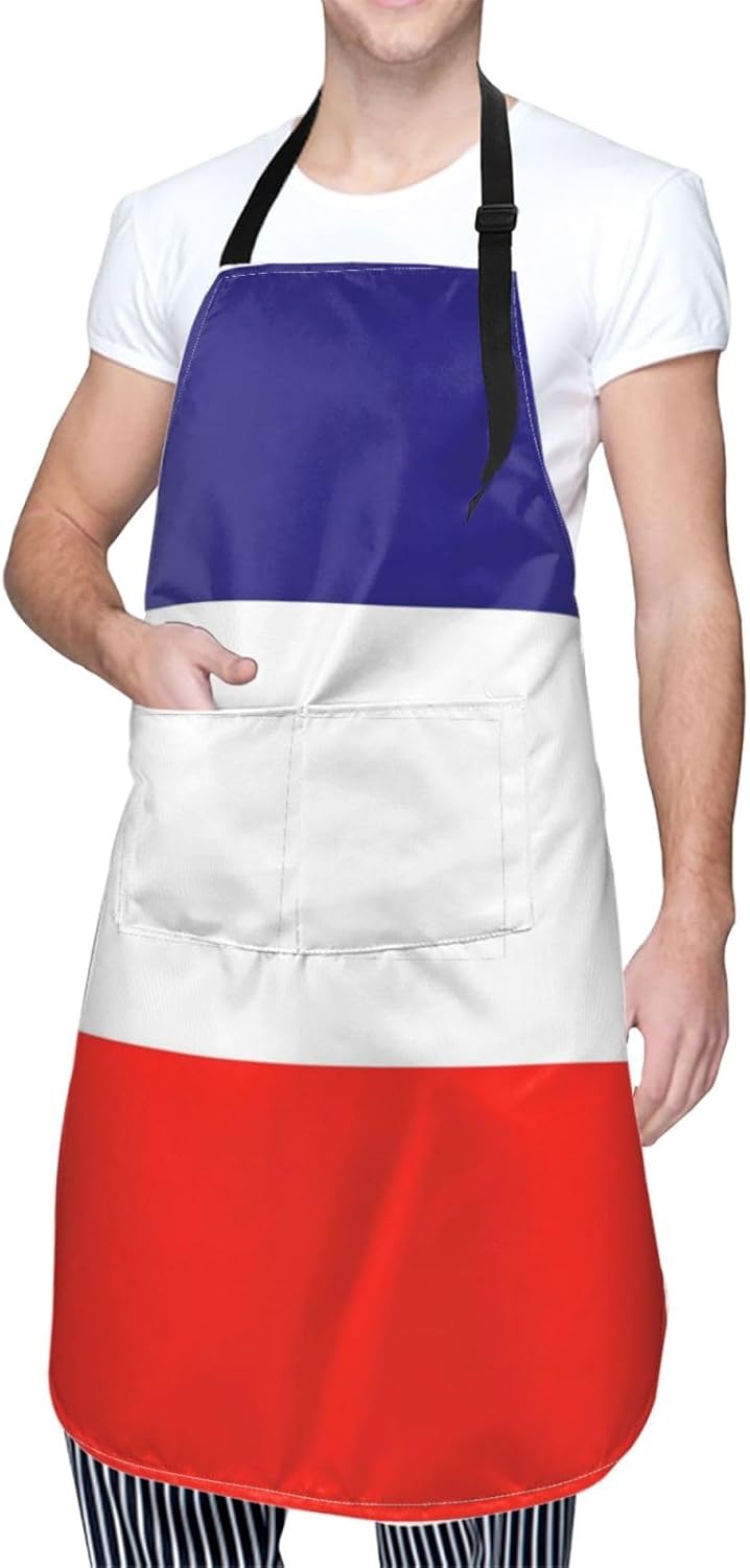 French flag print Waterproof chef's apron with pocket apron for kitche