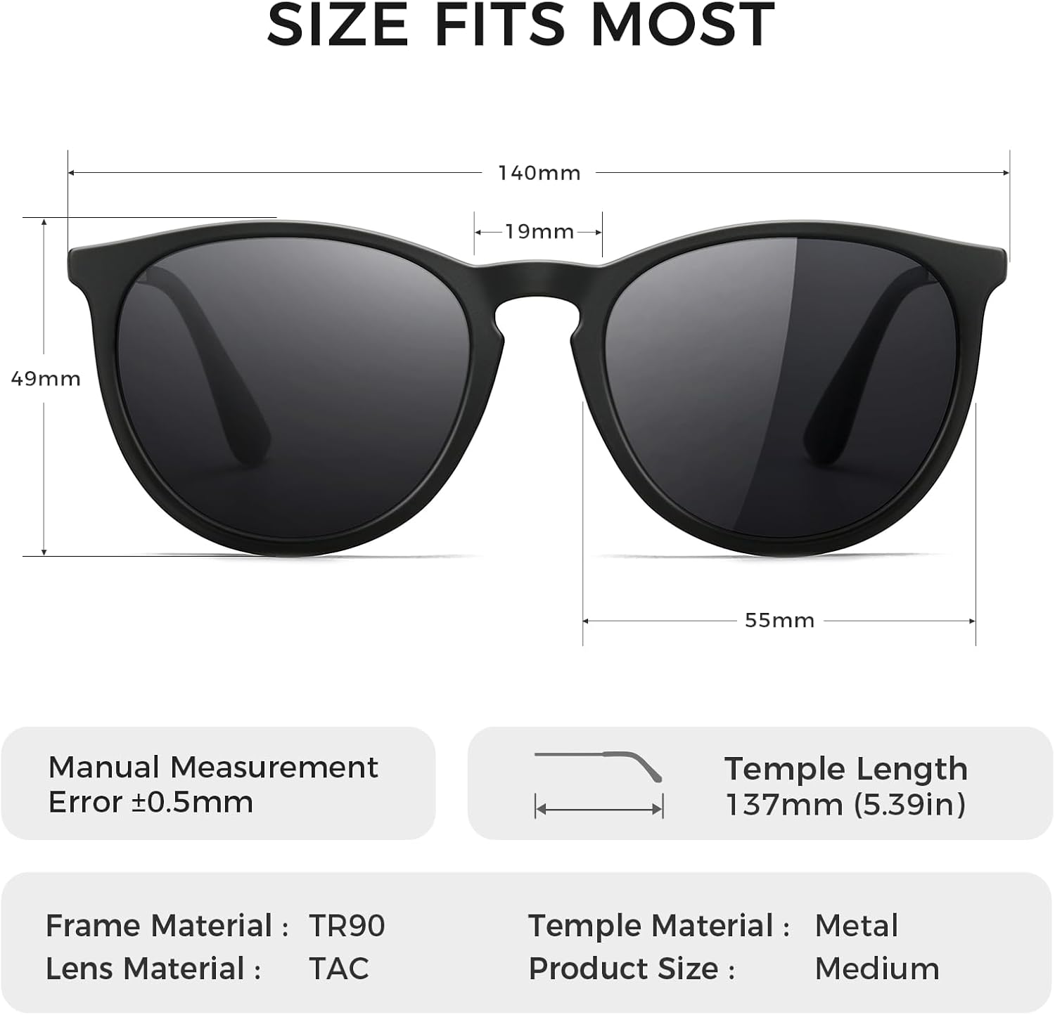 SUNGAIT Premium Vintage Round Sunglasses for Women Men Classic Retro T