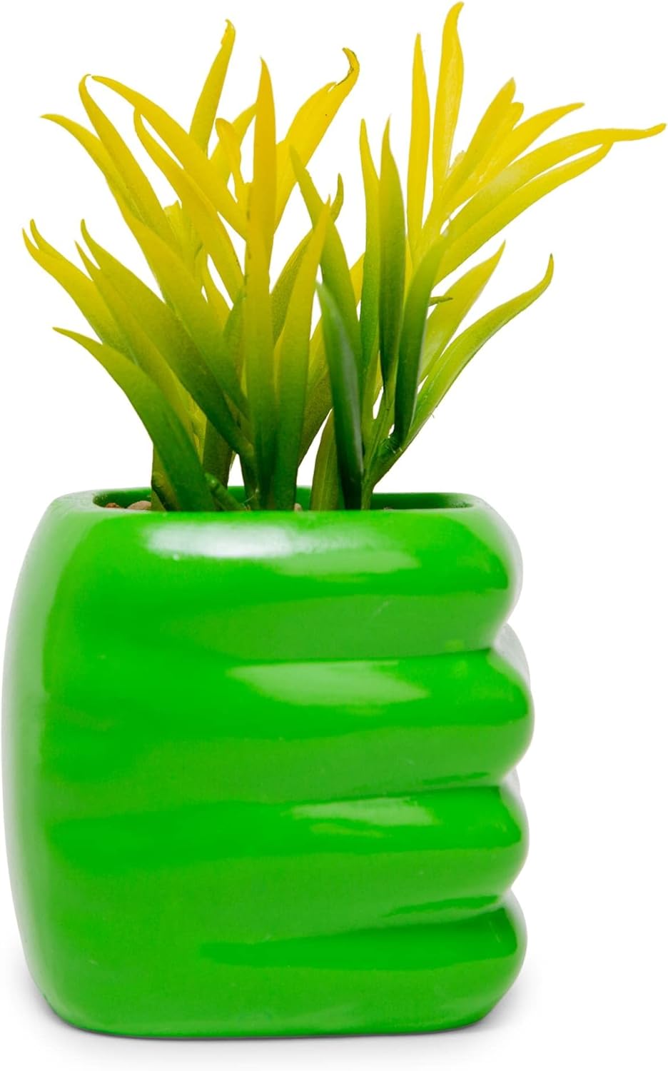 Marvel Comics Hulk Smash Hand 3-Inch Ceramic Mini Planter with Artificial Succulent | Cute Small Flower Pot, Faux Indoor Plant