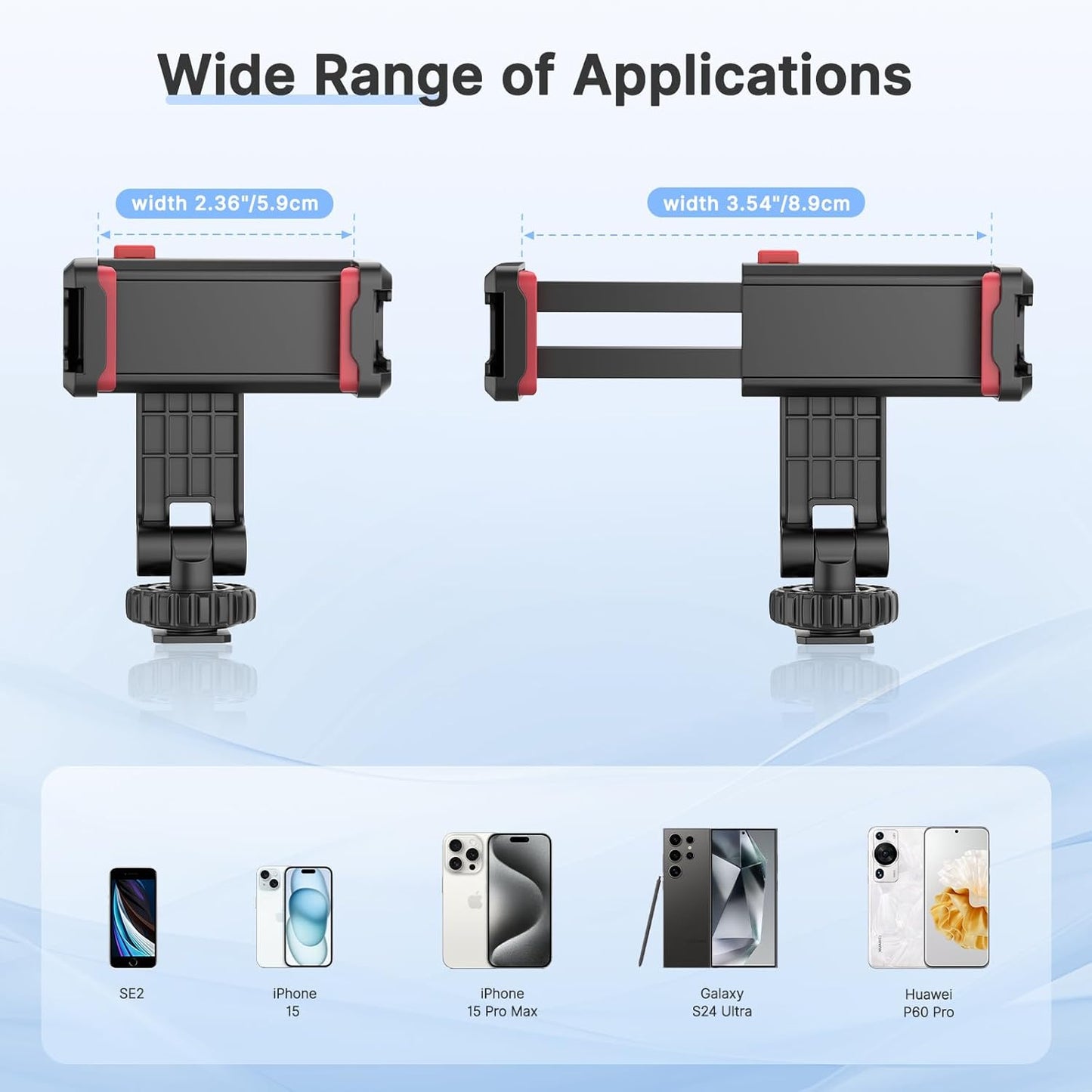 ULANZI Universal Phone Tripod Mount with Cold Shoe Mount, Rotates and Adjustable Clamp Holder Smartphone Clip Adapter for iPhone 11 Pro Max X XR Xs Max 8 7 Plus Samsung Galaxy s10 s9 Note10 Google