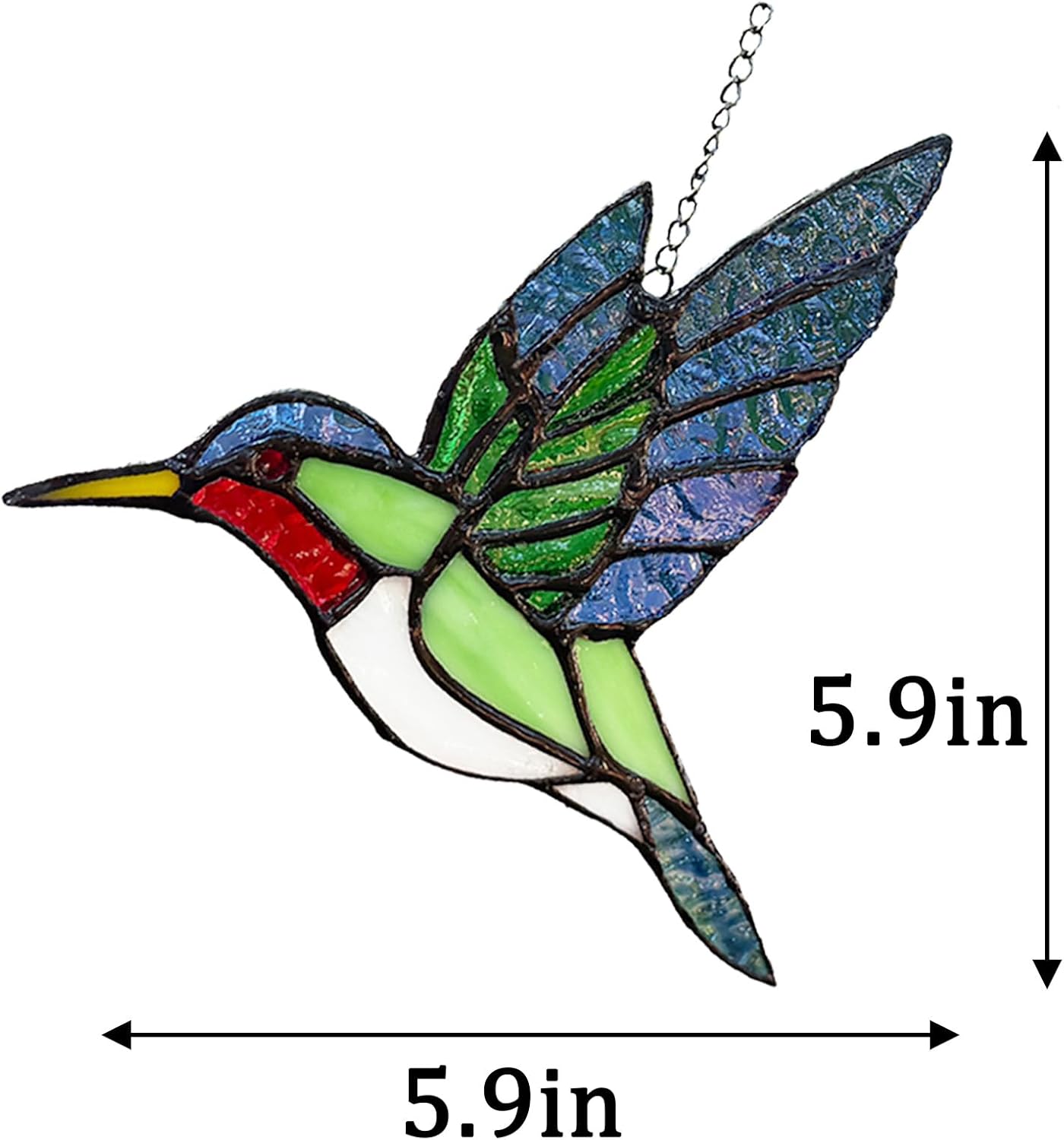 Hummingbird Stained Glass Suncatcher for Window Hanging Handmade Color