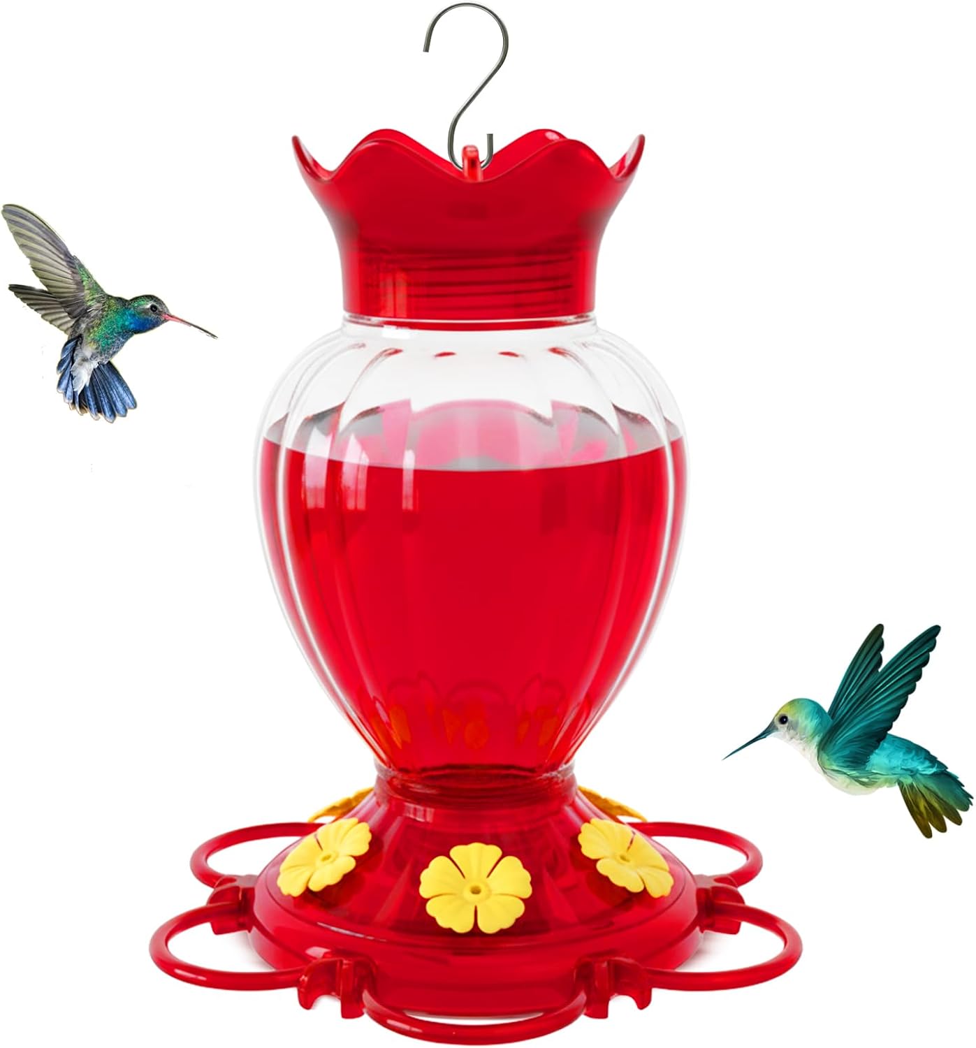 Hummingbird Feeders for Outdoors 20 OZ Hanging Hummingbird Feeder with Ant Moat & 6 Feeding Ports and Perch, Nectar Feeder for Garden, Yard, Deck
